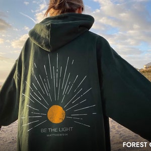 Christian Hoodie Be The Light Sunset hoodie Christian Streetwear Christian Sweatshirt Christian Merch Jesus Hoodie Christian Clothes image 3