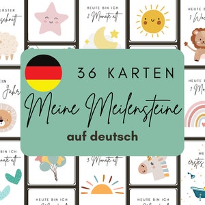 Meine Meilensteine, Cartes Milestone pour bébés, 0-12 mois, 36 cartes, allemand, Boho, jeunes et filles
