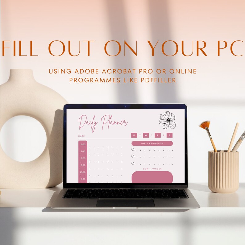 Daily Planner Printable Version in Pink A4 A5 & US Letter - Etsy