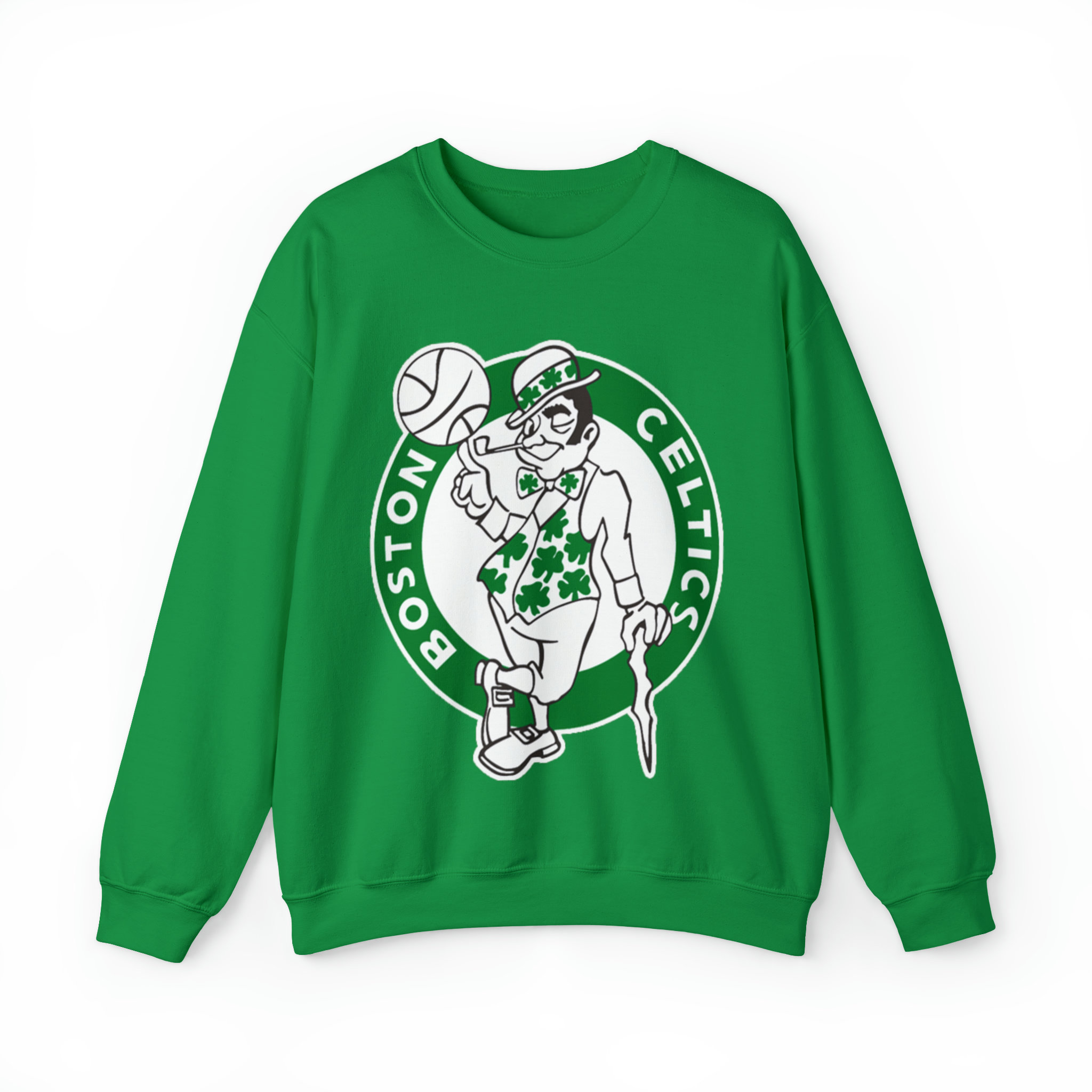 CustomCat Boston Celtics Retro NBA Crewneck Sweatshirt White / L