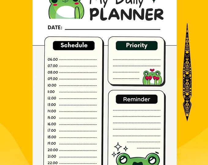 Featured listing image: Dark Daily Planner, Minimalistic Daily Planner,Large Daily Planner, Hourly planner, Minimalistic Planner, 24 Hour Planner, One Page Planner
