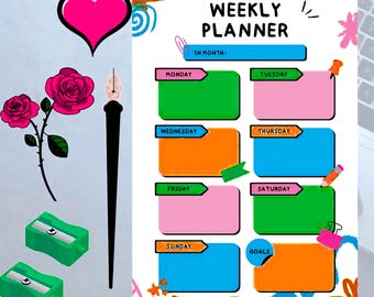 Happy Planner Cover, Daily Weekly planner, A4 A5 Planner Printable, Calendar Template, Weekly Tracker, Planner inserts, planner digital,