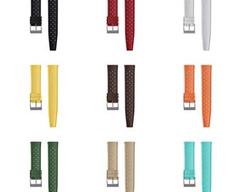 Tropical Style Kautschuk-Uhrenarmband | 12 Farben - 18, 20, 22, 24 mm - Schließe: Silber gebürstet | FKM-Kautschuk | Ersatz-Armband