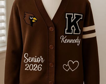 Custom Senior Varsity Cardigan | Personalized Letterman Sweater | Class of 20XX Graduation Gift