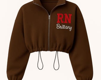 Custom Embroidered Nurse Fleece Jacket – Personalized RN, LPN, BSN Zip-Up