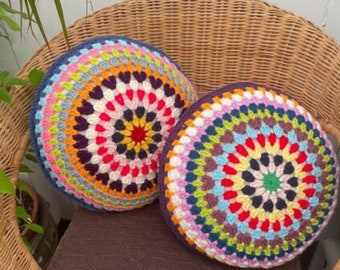 Boho Retro Style Handmade Crochet MultiColor Cushions Pillows