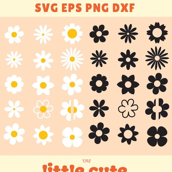 Daisy SVG, hippie svg, Spring Summer Svg, Retro Flower Shapes svg, Hippie Flower SVG for cricut silhouette cameo