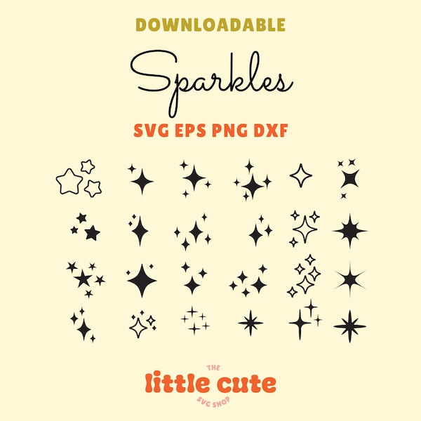 Sparkle svg bundle multi use stars svg dxf eps sparkles cut file for cricut silhouette