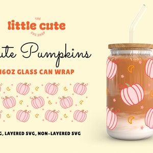 Libbey Glass Can 16oz Halloween Pumpkin SVG for Cricut Silhouette Cameo, Fall Svg, Clipart, Fall Glass Can wrap, Pumpkin svg