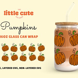 Libbey Glass Can 16oz Halloween Pumpkin SVG for Cricut Silhouette Cameo, Fall Svg, Clipart, Fall Glass Can wrap, Pumpkin svg