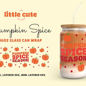 Kürbis-Gewürz-Saison 16 Unzen Libbey Glas SVG, Glas kann svg, Kürbis Glas svg, PSL Glas kann wickeln, niedliches Halloween-Svg-Muster, Kürbis svg