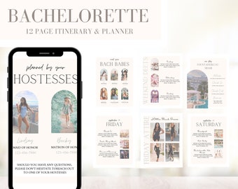 Bachelorette Itinerary Digital Template | Bachelorette Planner | Canva Edit | Modern | Neutral