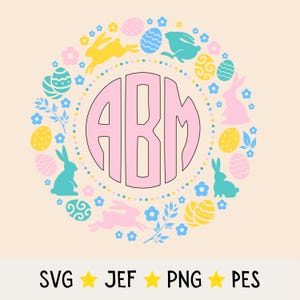 Personalized Circle Monogram SVG,PNG for crafting, apparel, digital design, Cricut and Silhouette cut files, laser cut files, Easter design