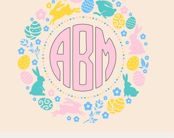 Personalized Circle Monogram SVG,PNG for crafting, apparel, digital design, Cricut and Silhouette cut files, laser cut files, Easter design