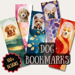 Marcadores de libros imprimibles de perros / diseños imprimibles / descarga instantánea digital / PNG de perro / formato de marcador