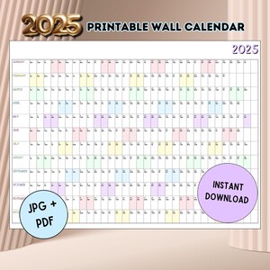 Giant 2025 Wall Calendar | 2025 Wall Planner | Annual Planner | Yearly Planner | Monthly Planner | 2025 Year Planner | Unicorn Rainbow