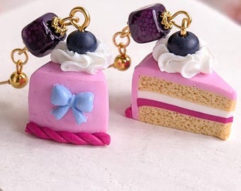 Handmade Cake Earrings | Mini Cake Jewelry | Polymer Clay Earrings | Cute Food Jewelry | Kawaii Earrings Gift for Her