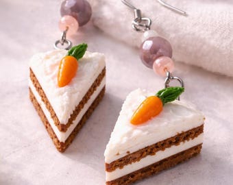 Carrot Cake Earrings | Carrot Cake Stud Earrings | Polymer Clay Stud Earrings | Cute Jewelry | Handmade Food Jewelry | Gift Idea