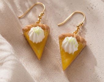 Lemon Pie Earrings, Mini Dessert Jewelry, Cute Food Dangle Earrings, Kawaii Y2K Aesthetic Gift for Her