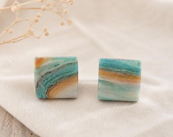 Marbled Stud Earrings – Polymer Clay Jewelry | Minimalist Statement Earrings | Colorful Stud Earrings | Handmade | Gift for Her