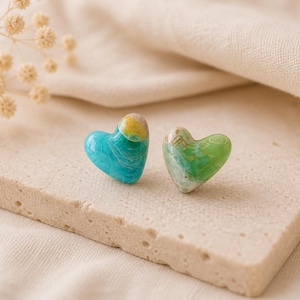 Heart Stud Earrings, Colorful Polymer Clay Earrings, Handmade Unique Jewelry, Small Heart Earrings, Cute Gift for Her