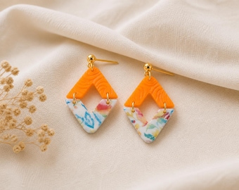 Modern geometric earrings | Polymer clay | Colorful statement earrings | Handmade | Lightweight drop earrings | Summer jewelry | Gift