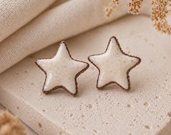 Handmade star earrings | Minimalist jewelry | White polymer clay earrings | Elegant stud earrings | Gift for her