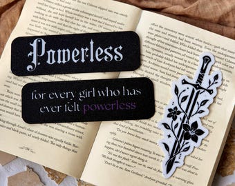 Zestaw zakładek „Powerless Inspired” | Zestaw zakładek fantasy | Prezent Romantasy | Zakładka BookTok | Drukowany w 3D dodatek do czytania