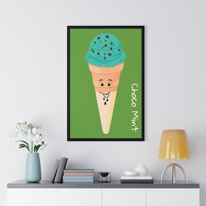 ice cream art, ice cream cone, chocolate mint, fake ice cream, ice cream decor, ice cream wall decor, ice cream scoops, kawaii room decor