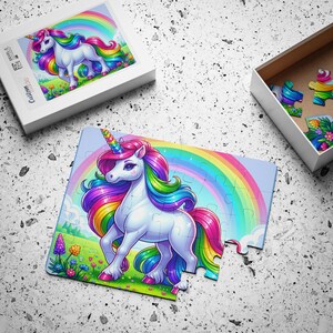 Rainbow Unicorn Kids&#39; Puzzle, 30-Piece, Fun Learning Toy, Gift for Girls, Birthday Party Activity, Playroom Decor
