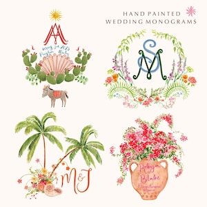 CUSTOM HAND PAINTED Wedding Crest, fine art, couples monogram illustration, wedding logo, monogram, heraldry, emblem, event logo