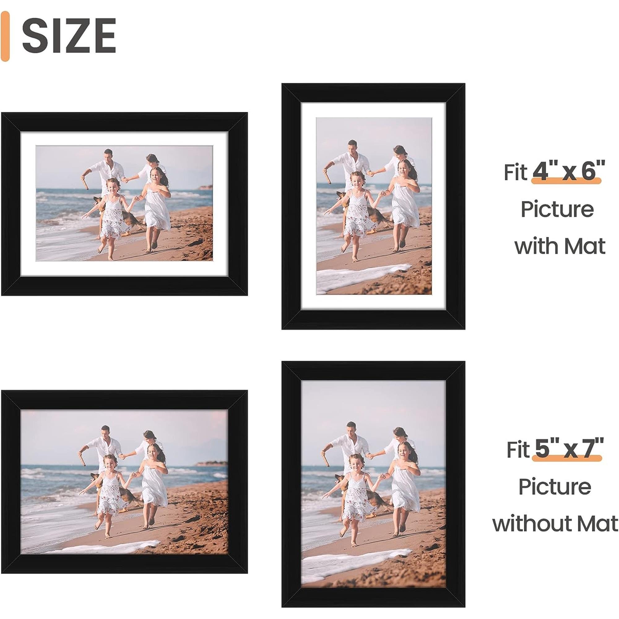 5x7 Picture Frame Set of 10, Display Pictures 4x6 with Mat or 5x7