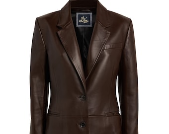 Anniversary Gift Idea | Classic Black Genuine Leather Blazer Women | Stylish and Versatile Jacket