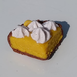 Handmade Minature &quot;Lemon Meringue Pie Slice&quot; Keychain/ Dog Tag