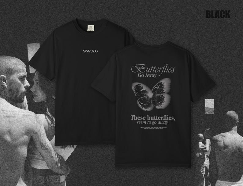 SWAG Album Inspired T-Shirt, Butterflies Tee, Justin Cotton Graphic T-Shirt, Vintage Style Fan Tee image 3