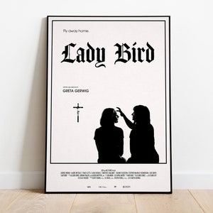 Póster de Lady Bird - Impresión de Lady Bird - Póster de película minimalista - Impresión de arte retro vintage - Póster personalizado - Impresión de arte de pared - Decoración del hogar - Regalo