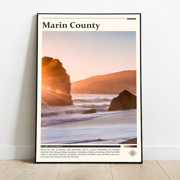 Marin County Print / Marin County  Wall Art / Marin County  Poster / Marin County  Photo / Marin County  Decor