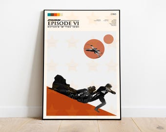 1983年スターウォーズ　ジェダイ　希少レア　イラストポスターヴィンテージ印刷物 1983年スターウォーズ ジェダイ 希少レア イラストポスター