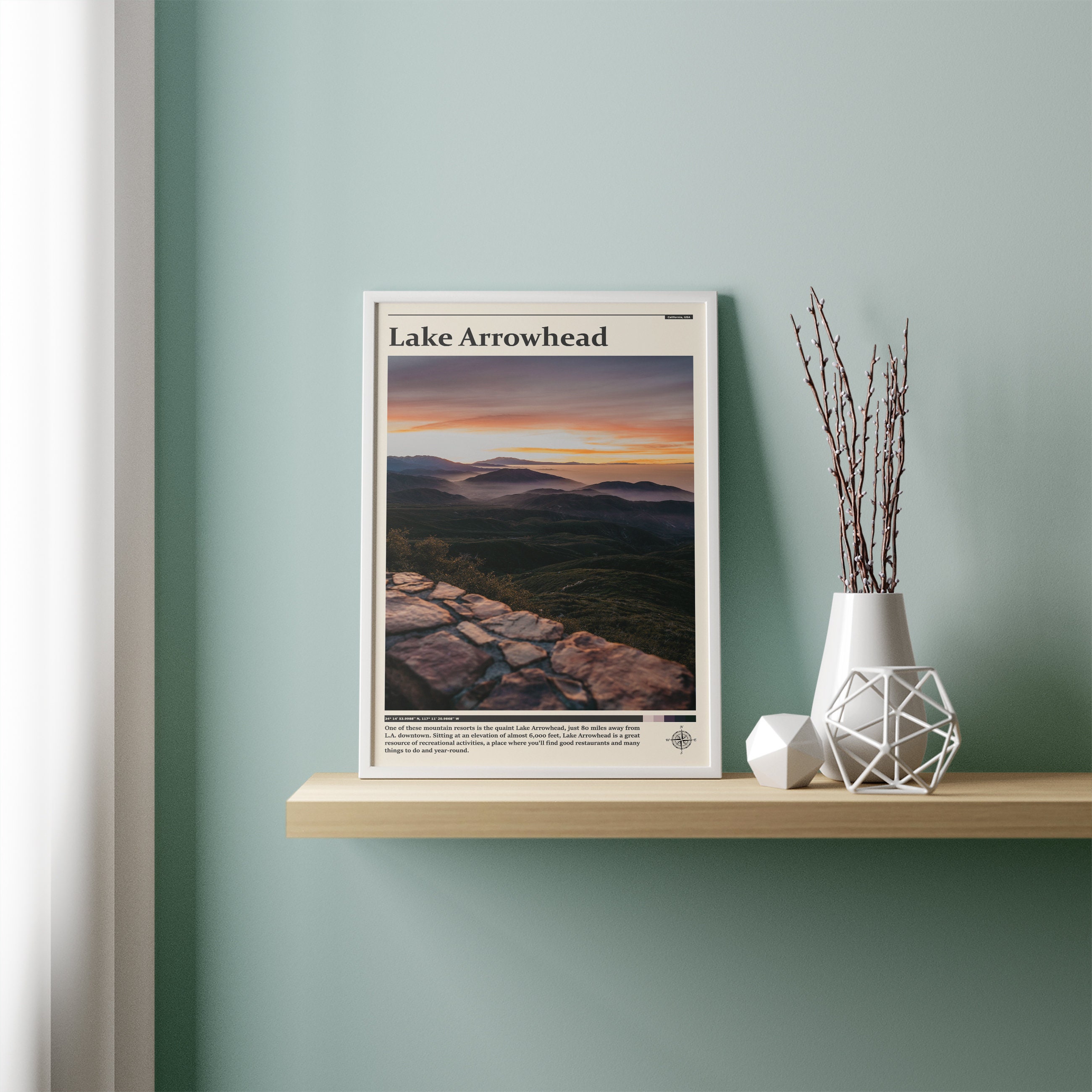 Lake Arrowhead Print / Lake Arrowhead Wall Art / Lake Arrowhead Poster