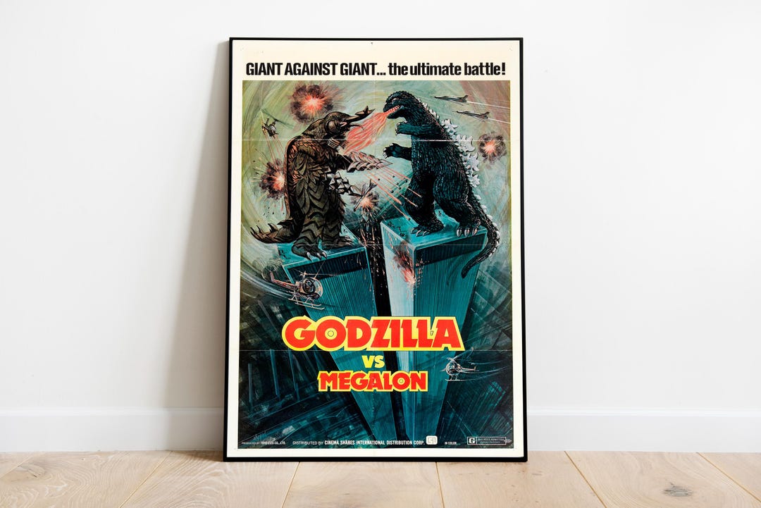 Godzilla Vs Megalon Movie Poster Godzilla Poster Minimalist Movie  Poster Vintage Retro Art Print Custom Poster Wall Art Print