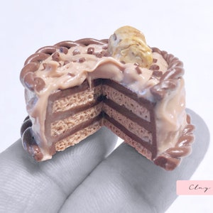 Dollhouse Cake, Miniature Chocolate Cake, Mini Cake, Polymer Clay Accessory, Miniature Food, Bakery Item, Clay Cake, Pastry, Handmade Food