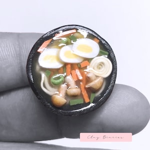 Dollhouse Noodles, Miniature Ramen Noodles, Soup, Lo Mein, Noodles, Eggs, Dollhouse Miniature, Miniature Food, Clay Food, Handmade Food