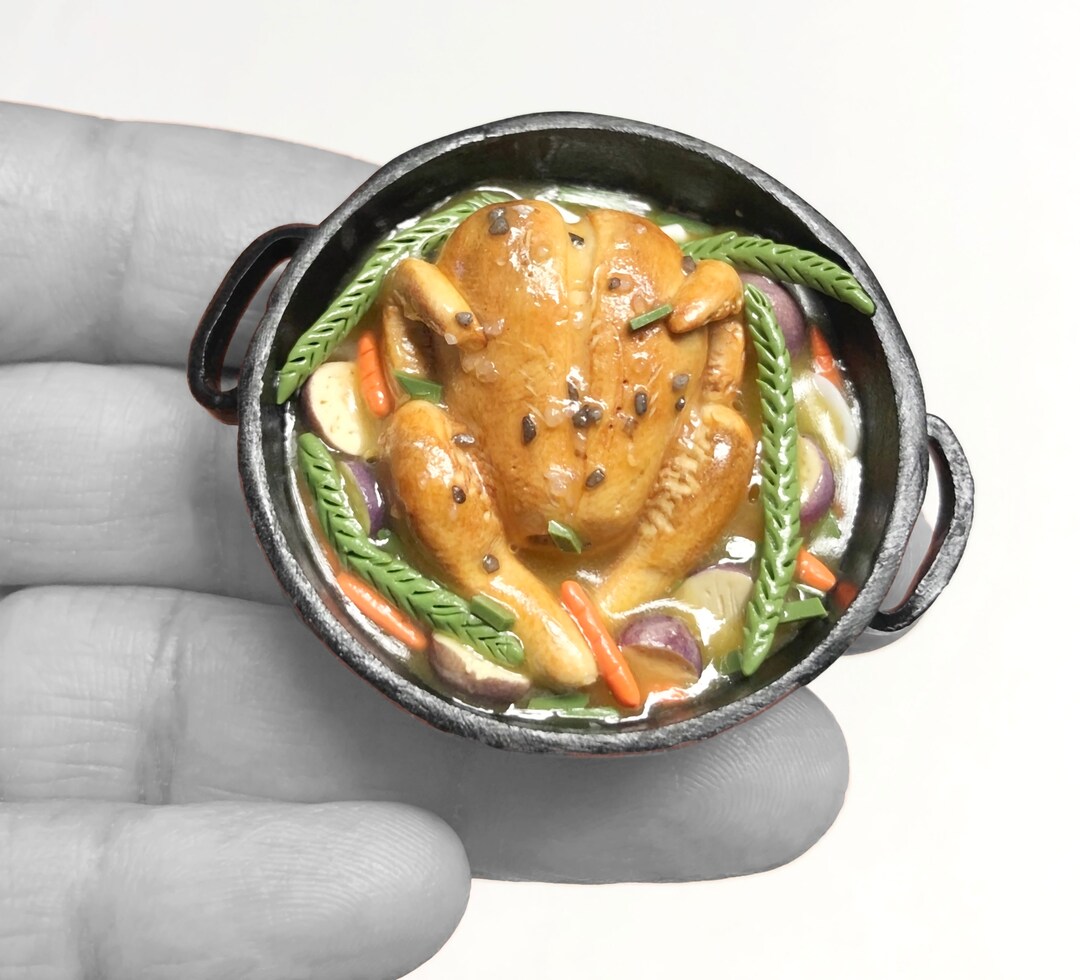 Handmade Polymer Clay Miniature Roasted Turkey or Chicken: Dollhouse ...