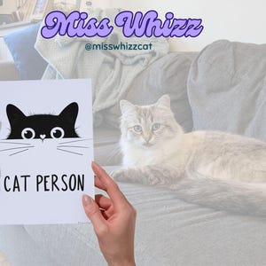 Funny Cat Person Greeting Card – Cute Gift for Cat Lovers, Cat Lady, Cat Dad, Birthday, Anniversary, Blank Cat Card, Black Cat Notecard