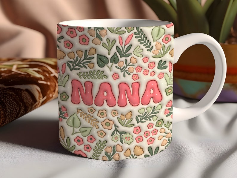 Boho floral Nana Mug Wrap for 11 oz and 15 oz mugs