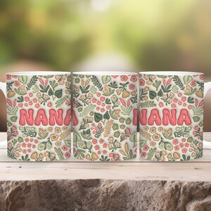Boho Nana Becherverpackung: 3D Puffy Floral Sublimationsdesign (PNG Digital Download, 11oz, 15oz) Bild 6