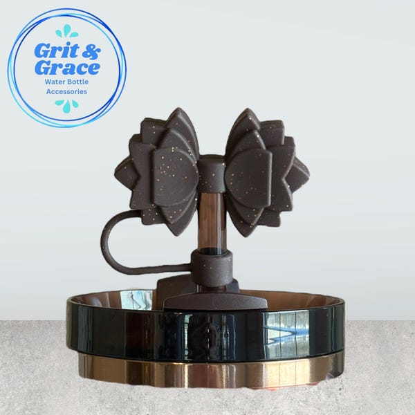 Gracie Chocolate Gold Glitter Straw Topper