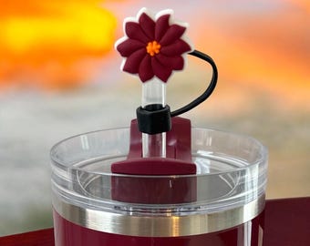 Crimson Mum Straw Topper