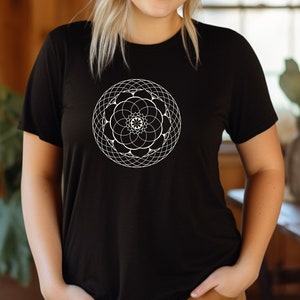Mandala Shirt, Sacred Geometry, Sacred Mandala, Geometric Pattern, Cosmic Symbol, Mystical, Symbolic, Unique, Gift for Her, Cotton Tee
