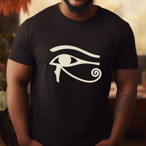 Eye of Horus Tee Shirt, Egyptian Symbol Shirt, Esoteric Symbol, Hieroglyph Shirt, Ancient Egypt, Unique, Gift for Him, Heavy Cotton Tee